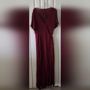 Lulus Burgundy Wrap Maxi Dress